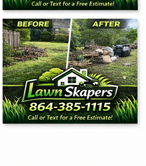 Yard cleanup — before and after debris removal